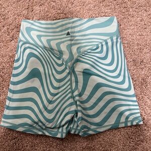 Teal & Green Patterned Women's Workout Shorts